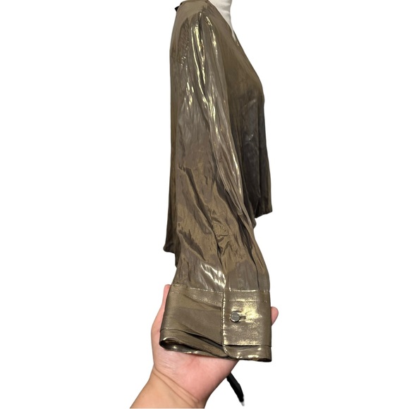 DKNY Gold Metallic Blouse Sz L - Picture 8 of 15